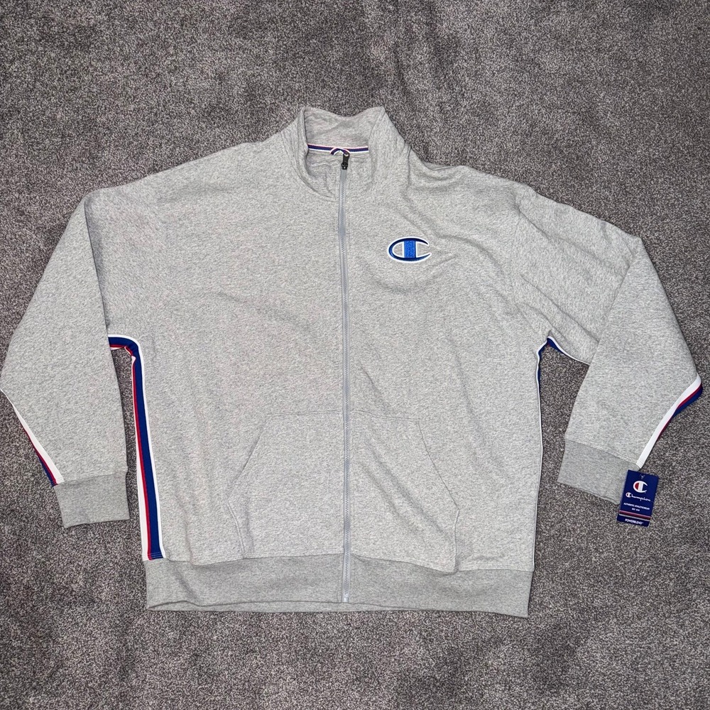 Champion Men's Oxford Grey Long Sleeve Full-Zip Hoodie - Size 2XL NWT NEW
